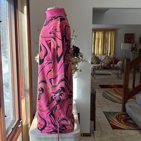 NWT Beautiful Zara Turtleneck pink, orange, black & lime green sweater dress. - Picture 2 of 11